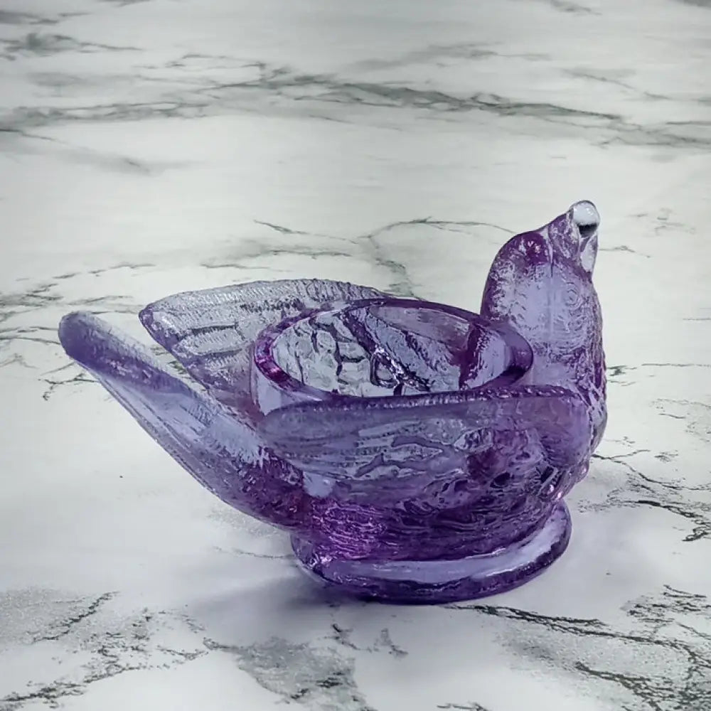 Degenhart Glass Bird & Berry Trinket Paperweight Open Salt Vtg Decor