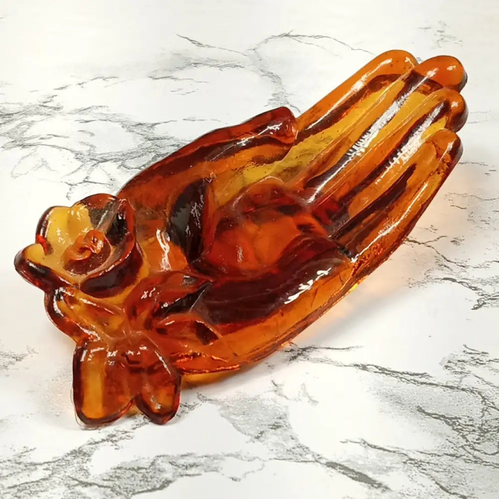 Degenhart Glass Hand Trinket Jewelry Vanity Tray Paperweight Vintage Decor