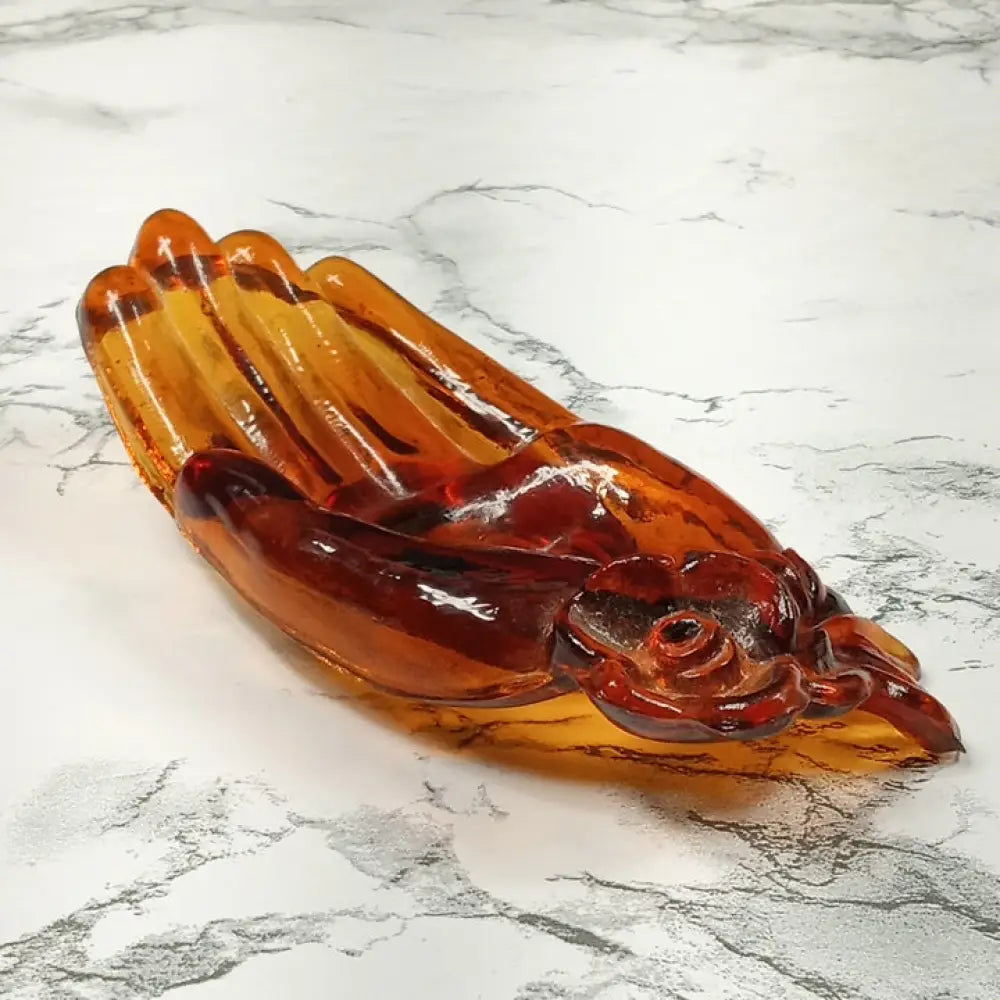 Degenhart Glass Hand Trinket Jewelry Vanity Tray Paperweight Vintage Decor