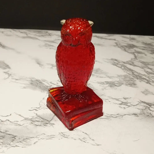 Degenhart Glass Paperweight Wise Owl Amberina ( Vintage ) Decor