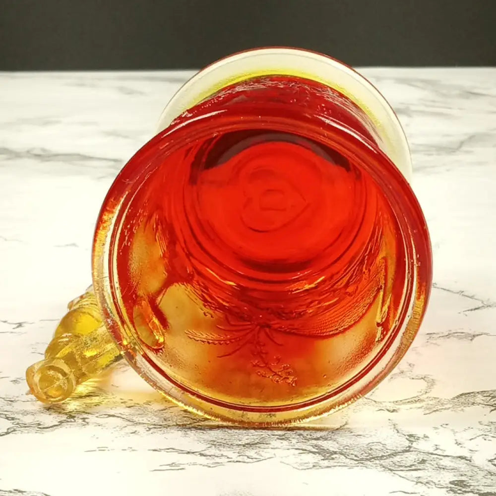 Degenhart Glass Peacock & Stork Cup Trinket Paperweight Vintage Decor