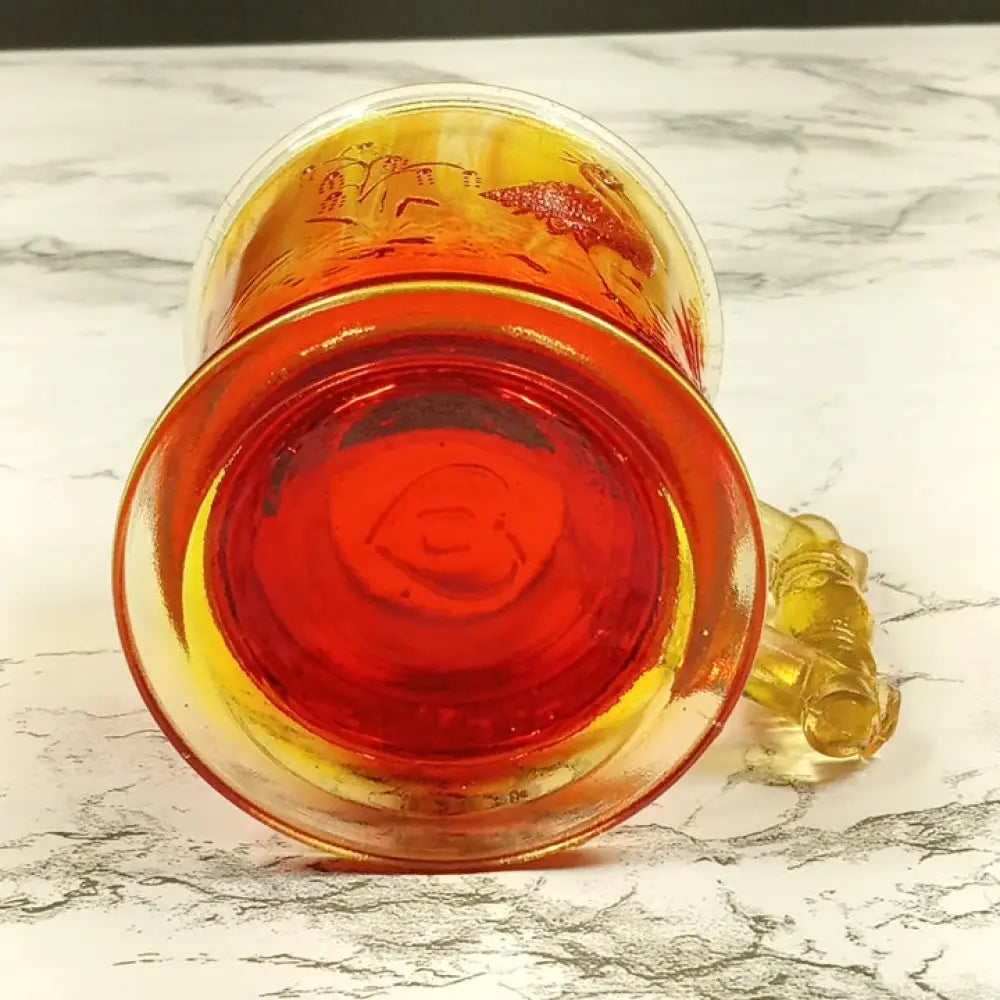 Degenhart Glass Peacock & Stork Cup Trinket Paperweight Vintage Decor