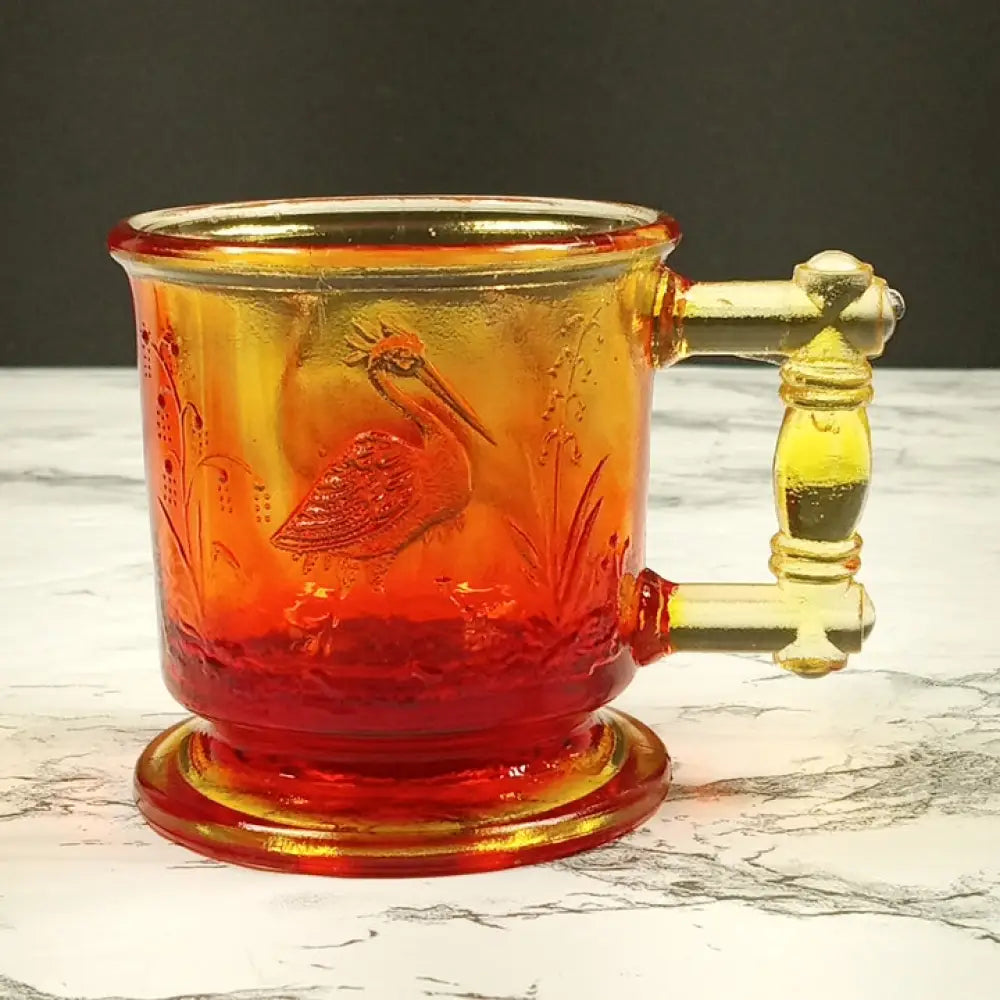 Degenhart Glass Peacock & Stork Cup Trinket Paperweight Vintage Decor