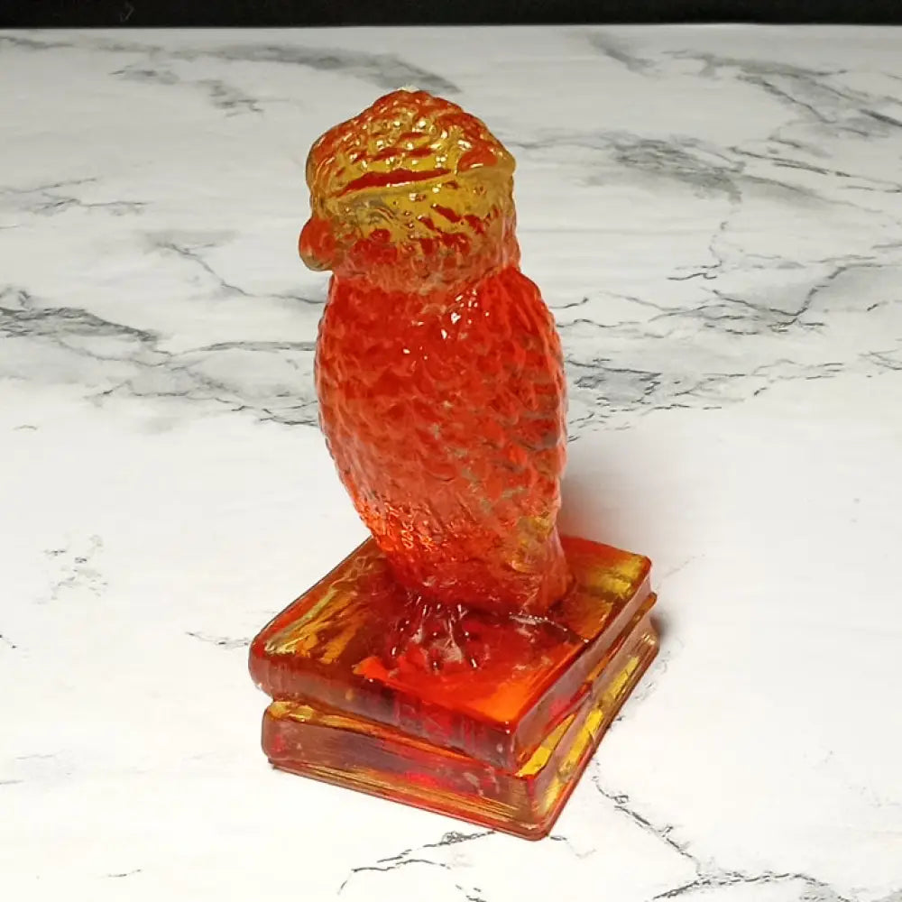 Degenhart Paperweight Wise Owl Uv Reactive Amberina Glass ( Vintage ) Decor