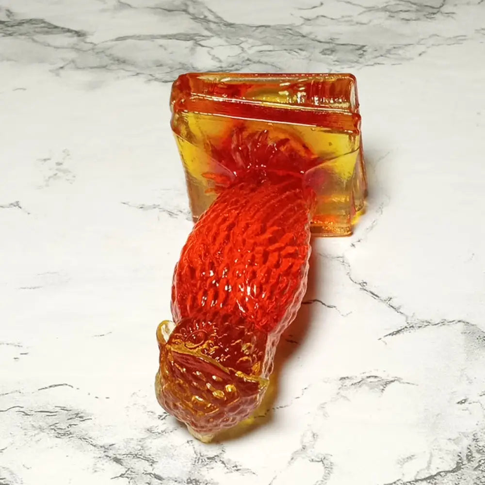 Degenhart Paperweight Wise Owl Uv Reactive Amberina Glass ( Vintage ) Decor