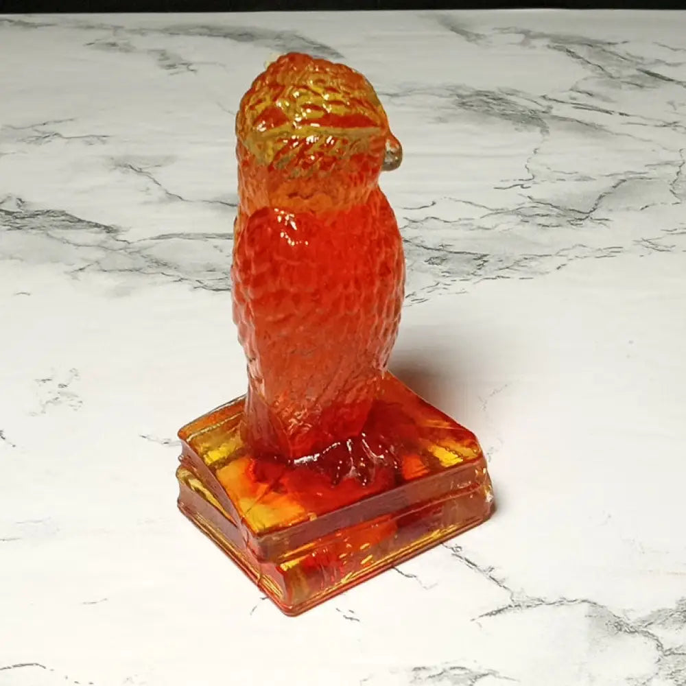 Degenhart Paperweight Wise Owl Uv Reactive Amberina Glass ( Vintage ) Decor