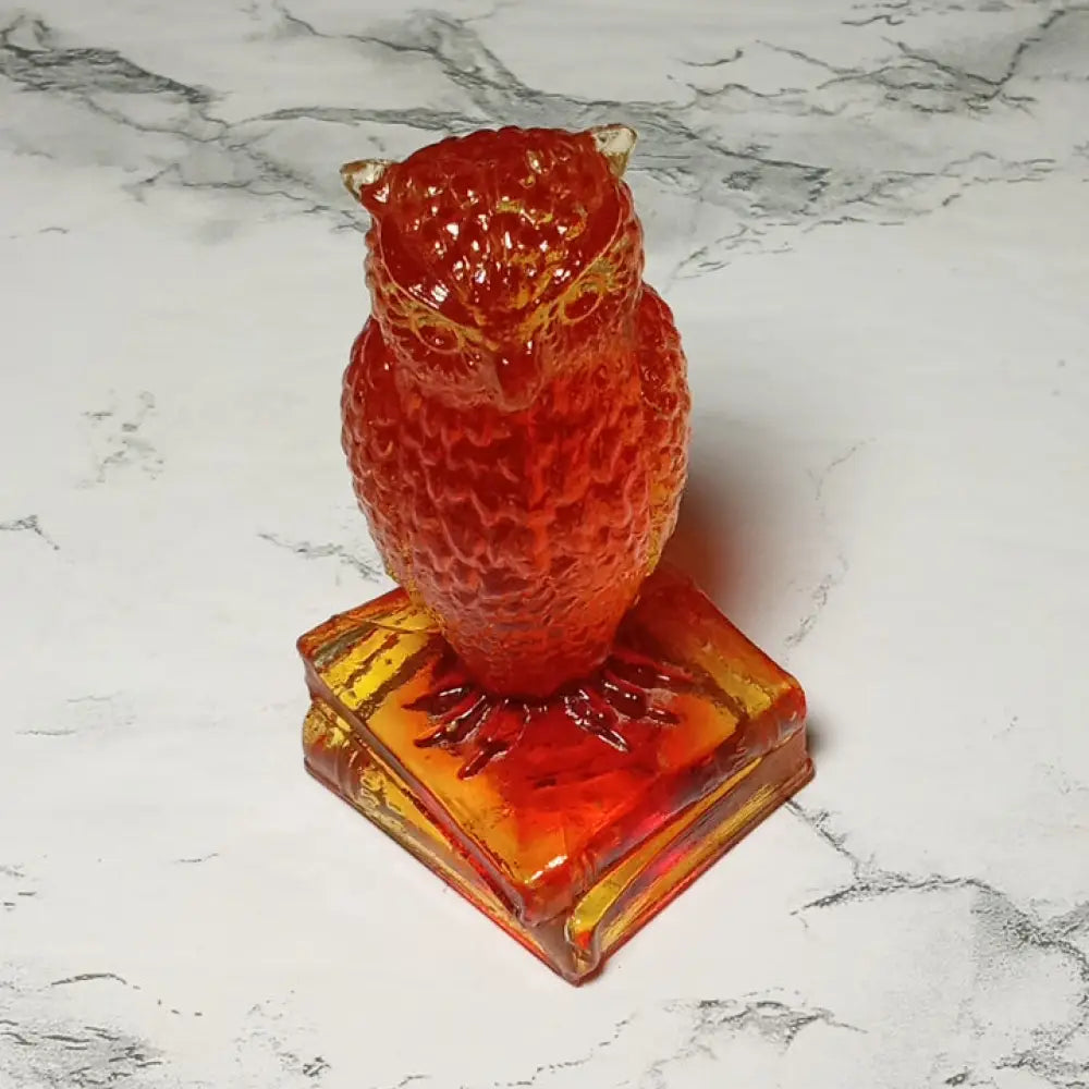 Degenhart Paperweight Wise Owl Uv Reactive Amberina Glass ( Vintage ) Decor