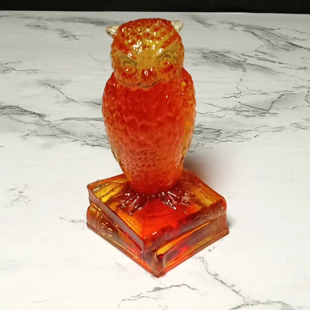 Degenhart Paperweight Wise Owl Uv Reactive Amberina Glass ( Vintage ) Decor