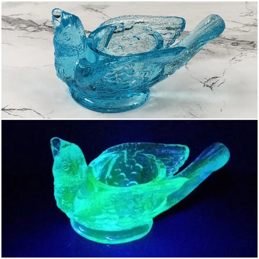 Degenhart Uv Glass Bird Trinket Dish Vintage Decor