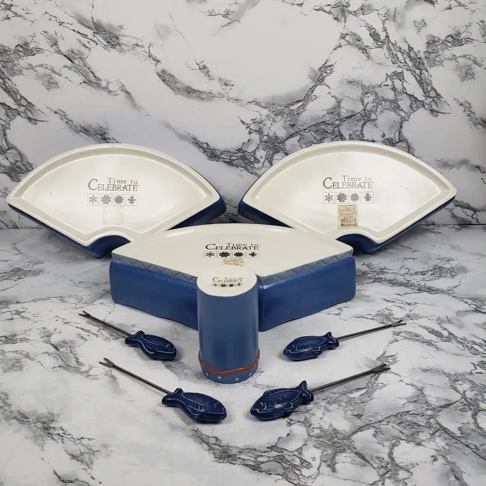 Dept 56 Serving Set 8Pc Fish Kitchen & Dining