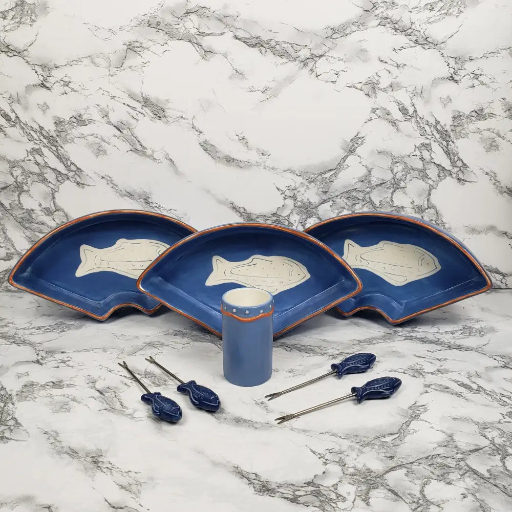 Dept 56 Serving Set 8Pc Fish Kitchen & Dining