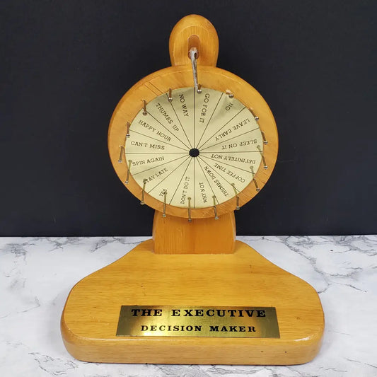 Desktop Executive Decision Maker Wheel Solid Wood Vintage Decor