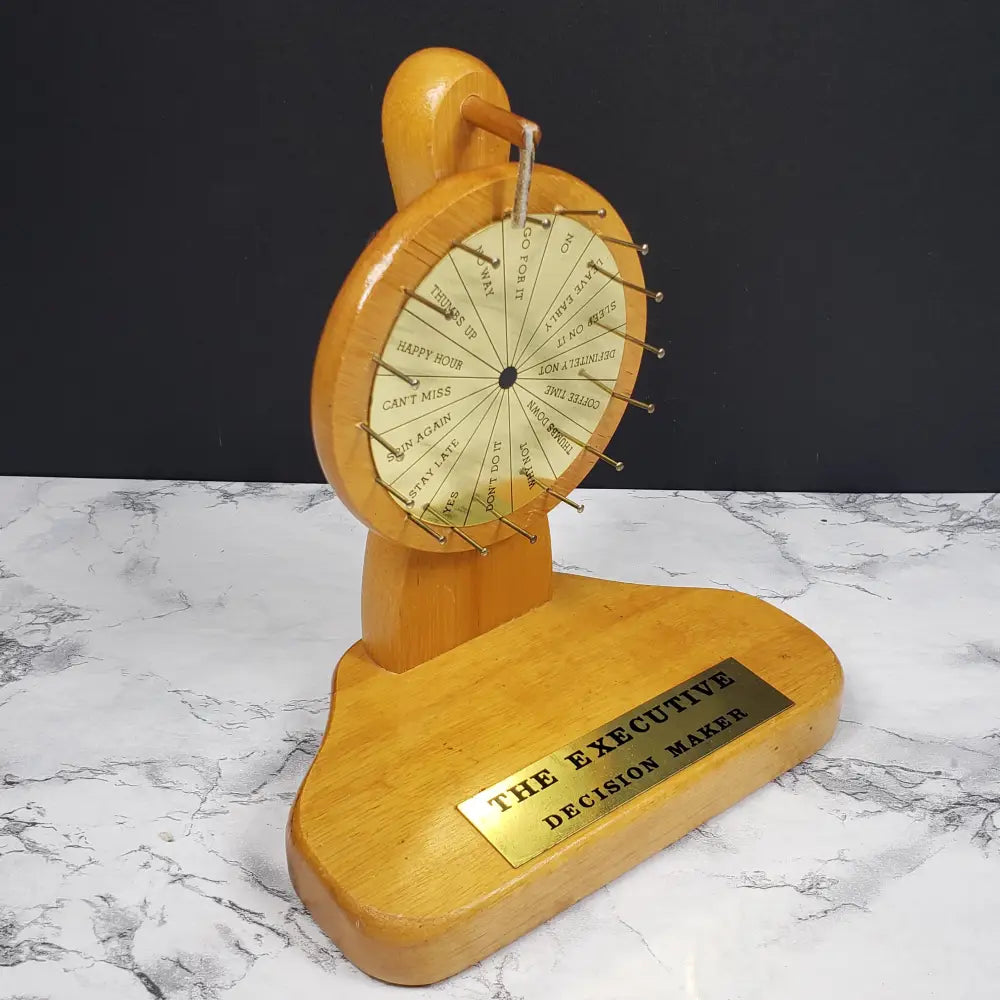 Desktop Executive Decision Maker Wheel Solid Wood Vintage Decor
