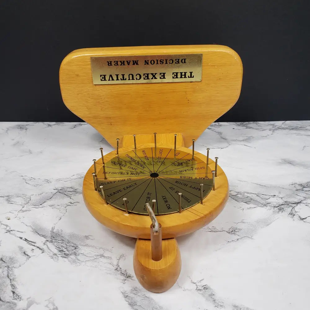 Desktop Executive Decision Maker Wheel Solid Wood Vintage Decor