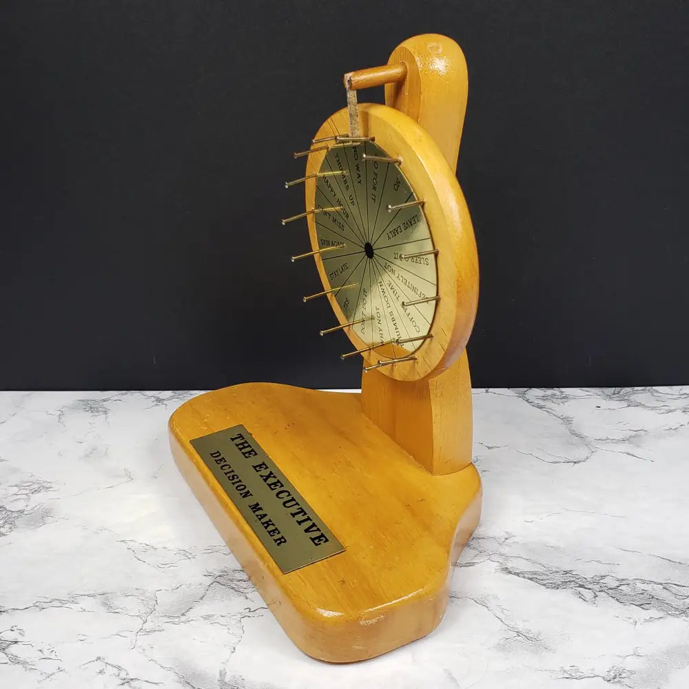 Desktop Executive Decision Maker Wheel Solid Wood Vintage Decor