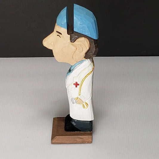 Doctor Eyeglass Holder Peepers Hand Carved Wood Decor