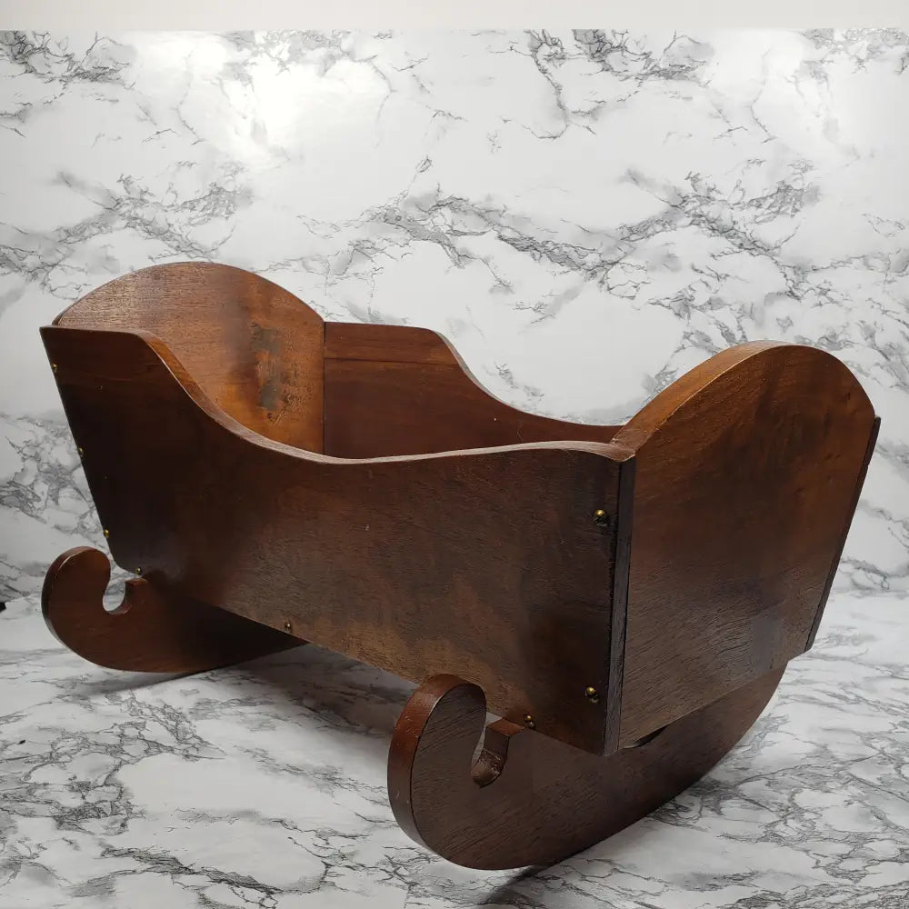 Doll Cradle Solid Wood Handmade Antique Decor