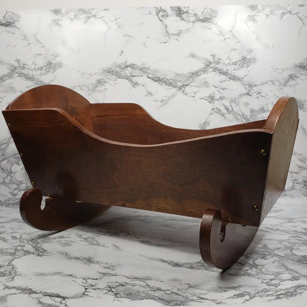 Doll Cradle Solid Wood Handmade Antique Decor