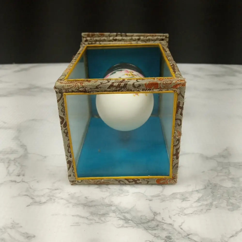 Hand Painted Signed Egg Shell In Glass Case ( Vintage ) Decor
