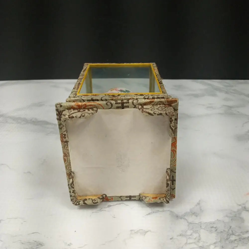 Hand Painted Signed Egg Shell In Glass Case ( Vintage ) Decor