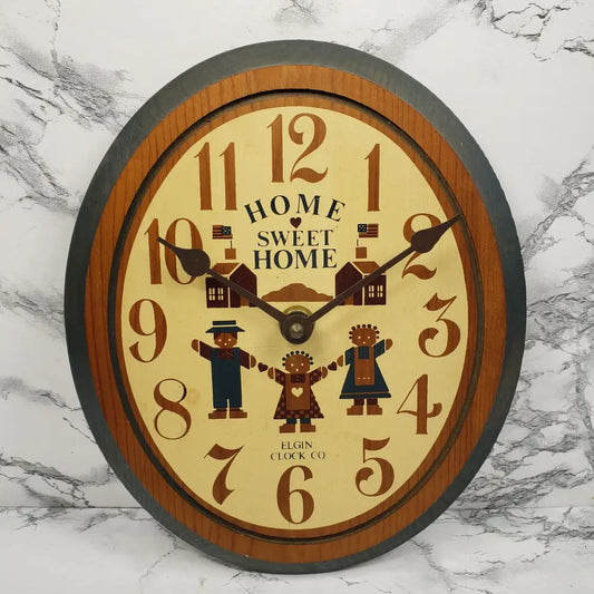 Elgin Clock Solid Wood Home Sweet Vintage Decor
