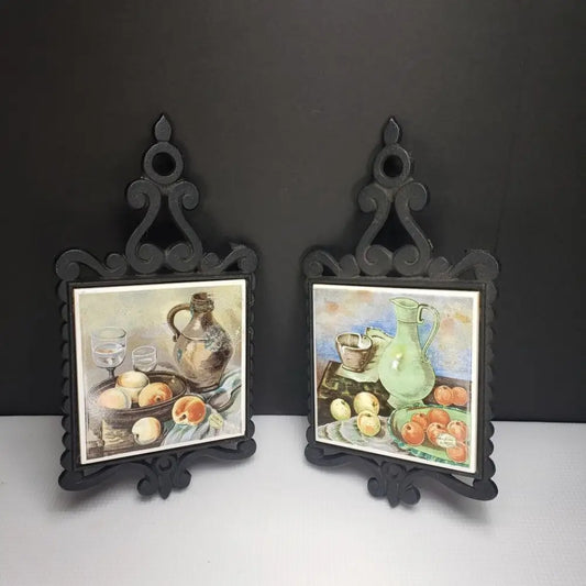 Pair Of Enesco Tile Trivets Vintage - Decor