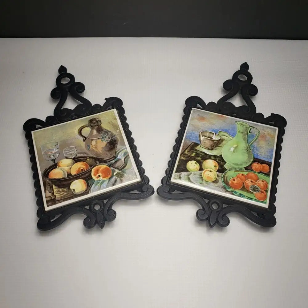 Pair Of Enesco Tile Trivets Vintage - Decor