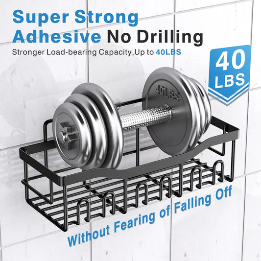 Eudele Adhesive Shower Caddy 5 Pack Rustproof Stainless Steel Bath Organizers With Large Capacity