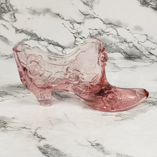 Fenton Pink Glass Shoe Vintage Collectibles