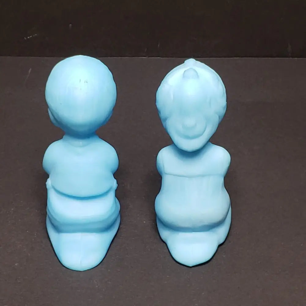 Fenton Satin Blue Custard Glass Praying Children (Vintage) Decor