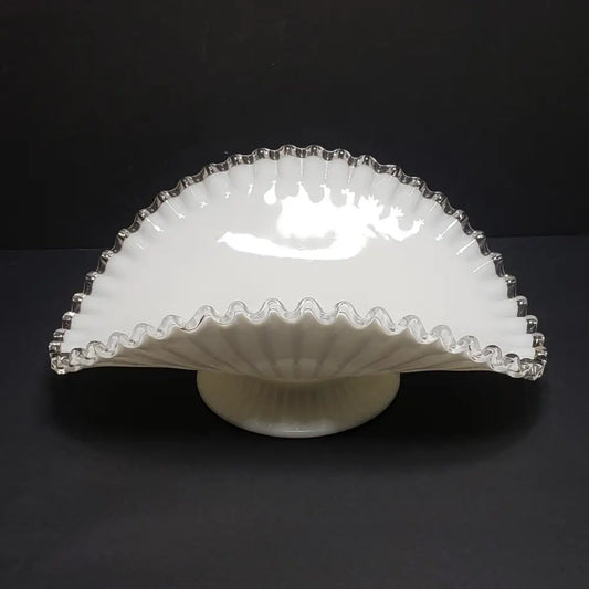Fenton Silver Crest Banana Compote Cased Glass (Vintage) Decor