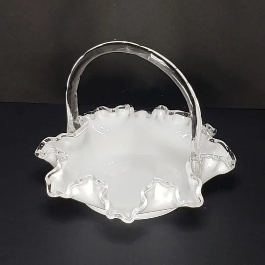 Fenton Silver Crest Glass Basket Vintage - Decor