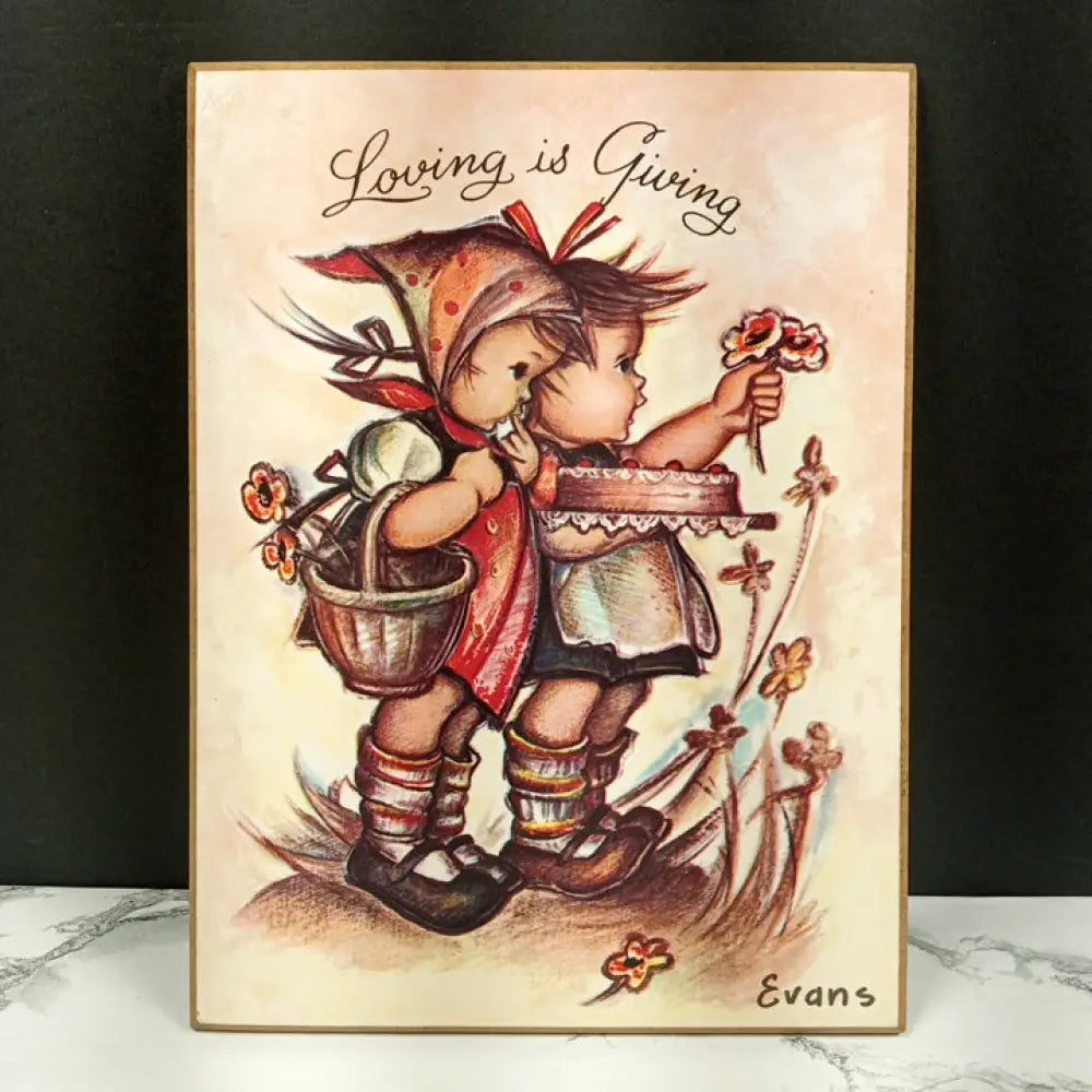 Four Hummel Evans Laminate Prints On Wood Vintage Decor