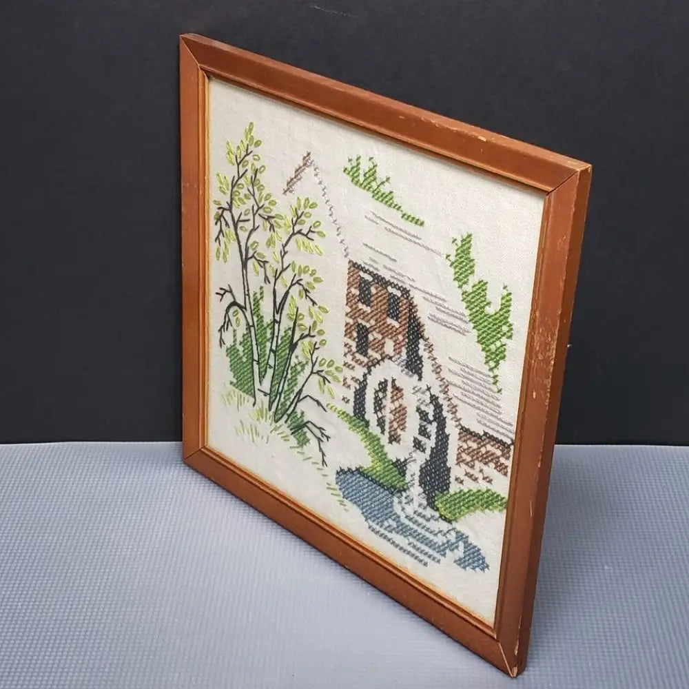 Framed Handmade Cross Stitch Vintage - Decor