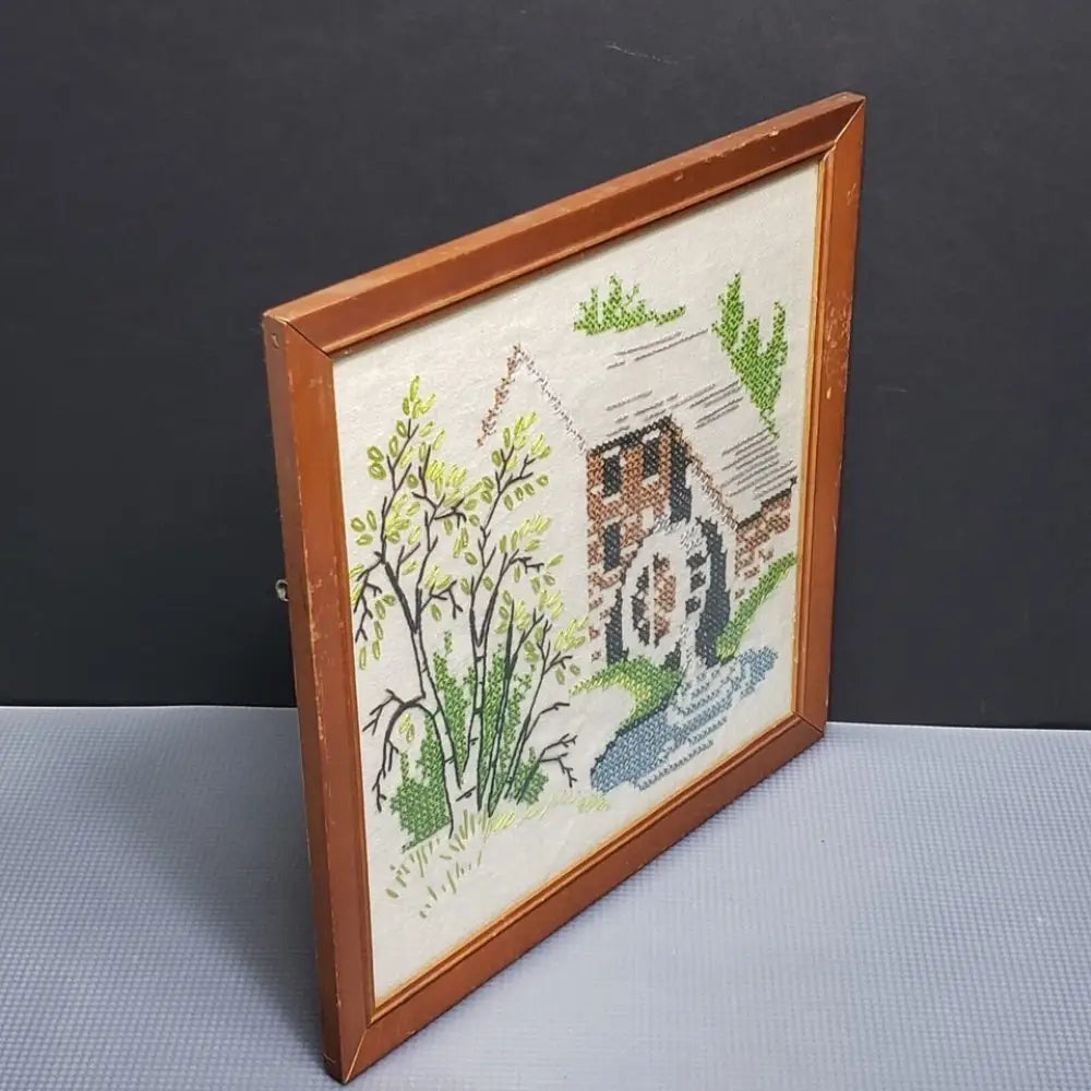 Framed Handmade Cross Stitch Vintage - Decor