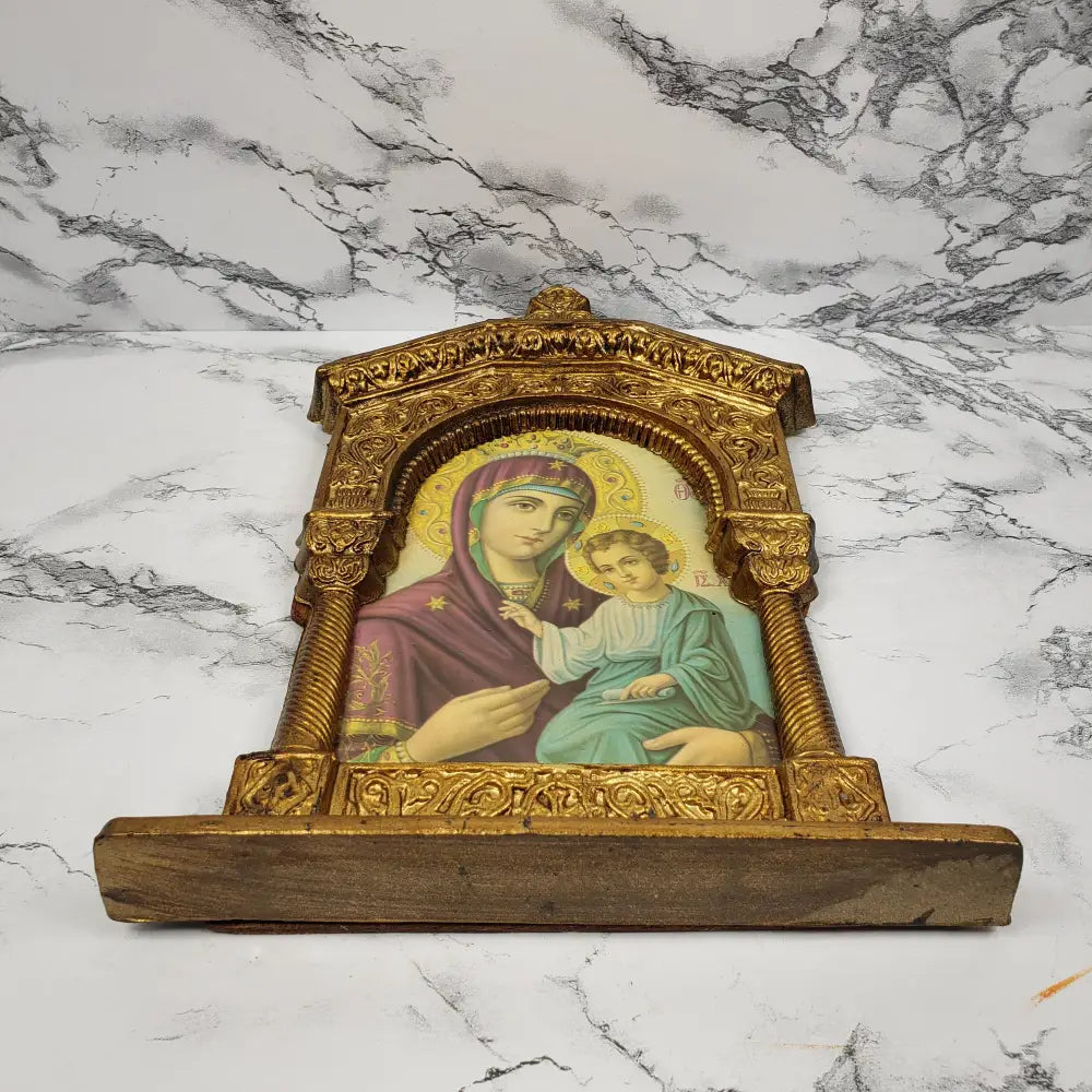 Framed Madonna & Child Wall Art Mary Jesus Vintage Decor