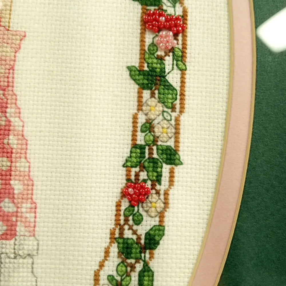 Framed Needlepoint Bead Embelished Vintage Decor