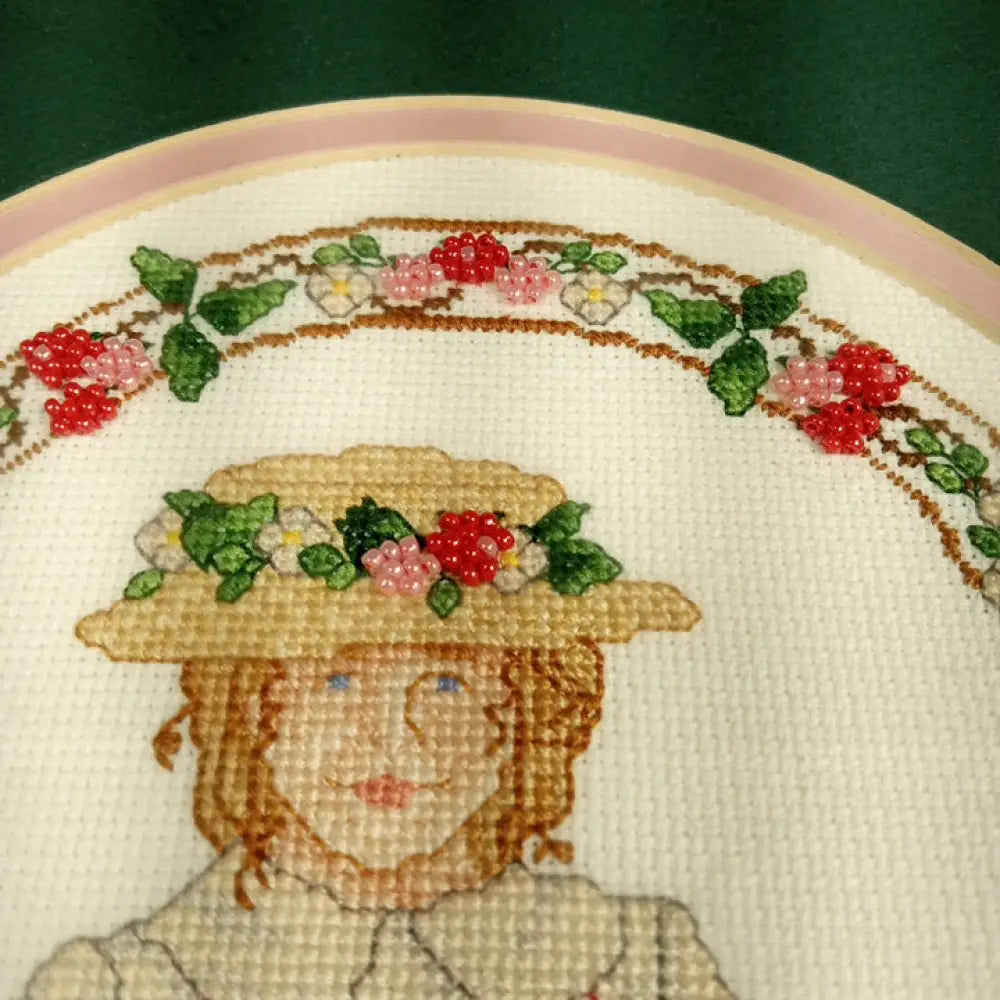 Framed Needlepoint Bead Embelished Vintage Decor