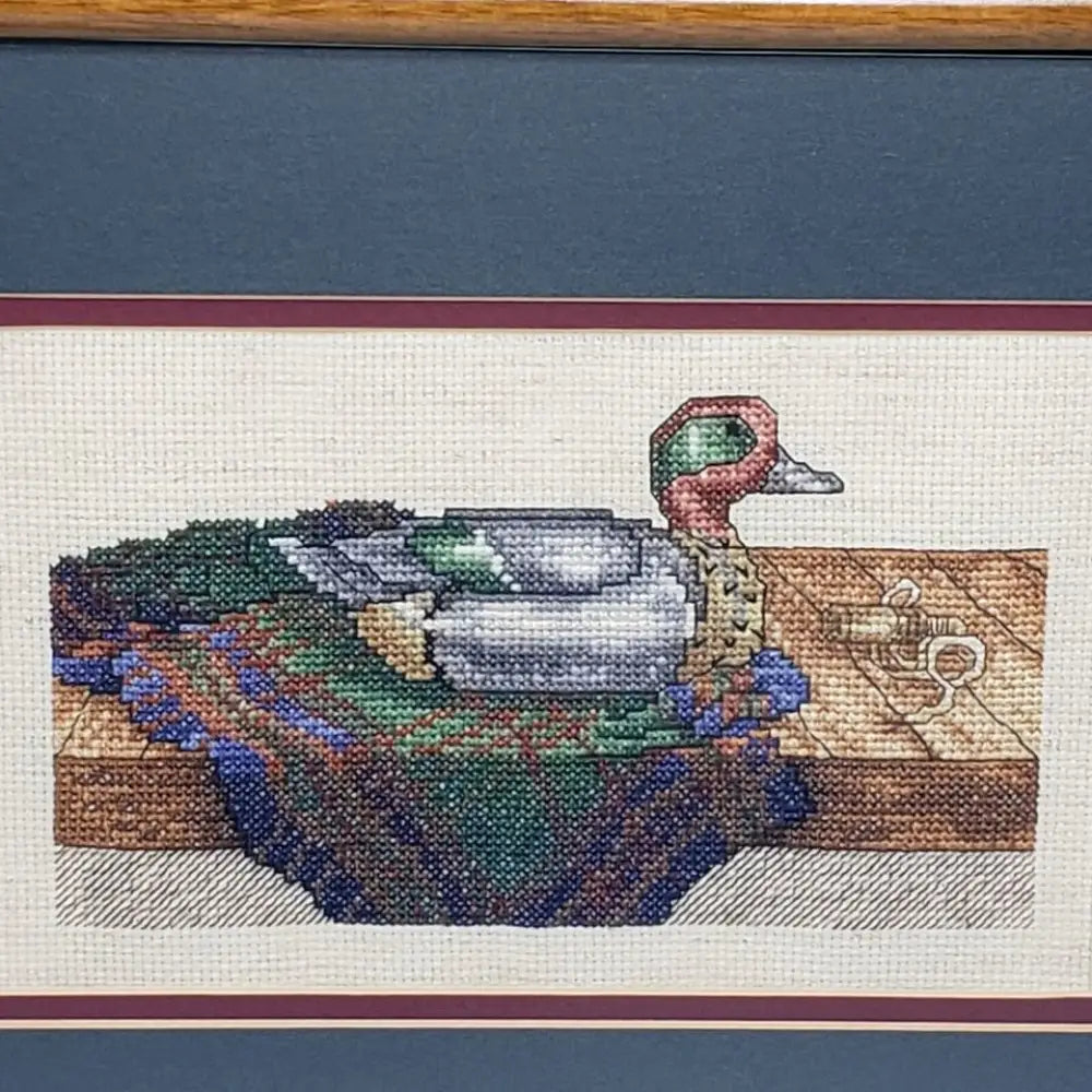 Handmade Framed Duck Decoy Needlepoint Vintage - Decor