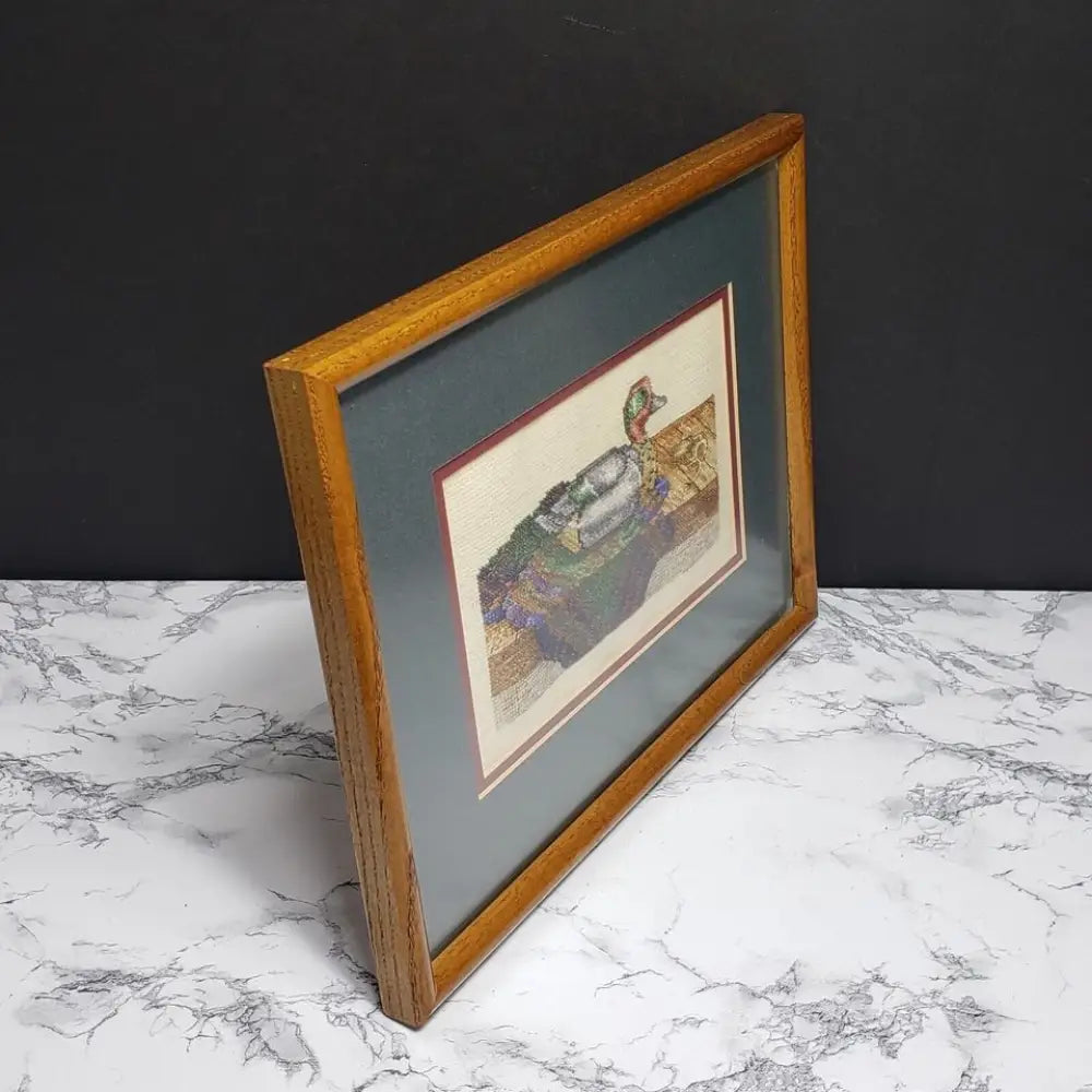 Handmade Framed Duck Decoy Needlepoint Vintage - Decor