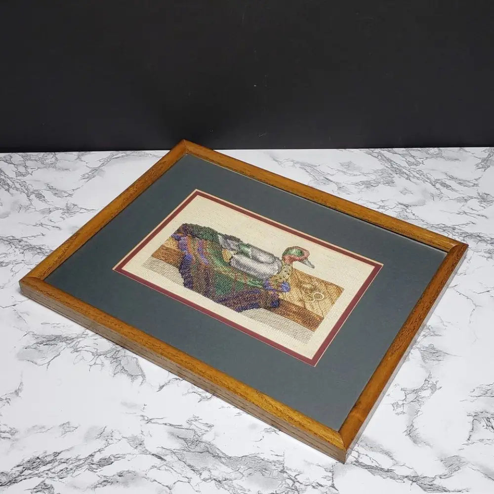 Handmade Framed Duck Decoy Needlepoint Vintage - Decor