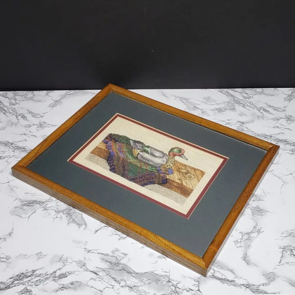 Handmade Framed Duck Decoy Needlepoint Vintage - Decor