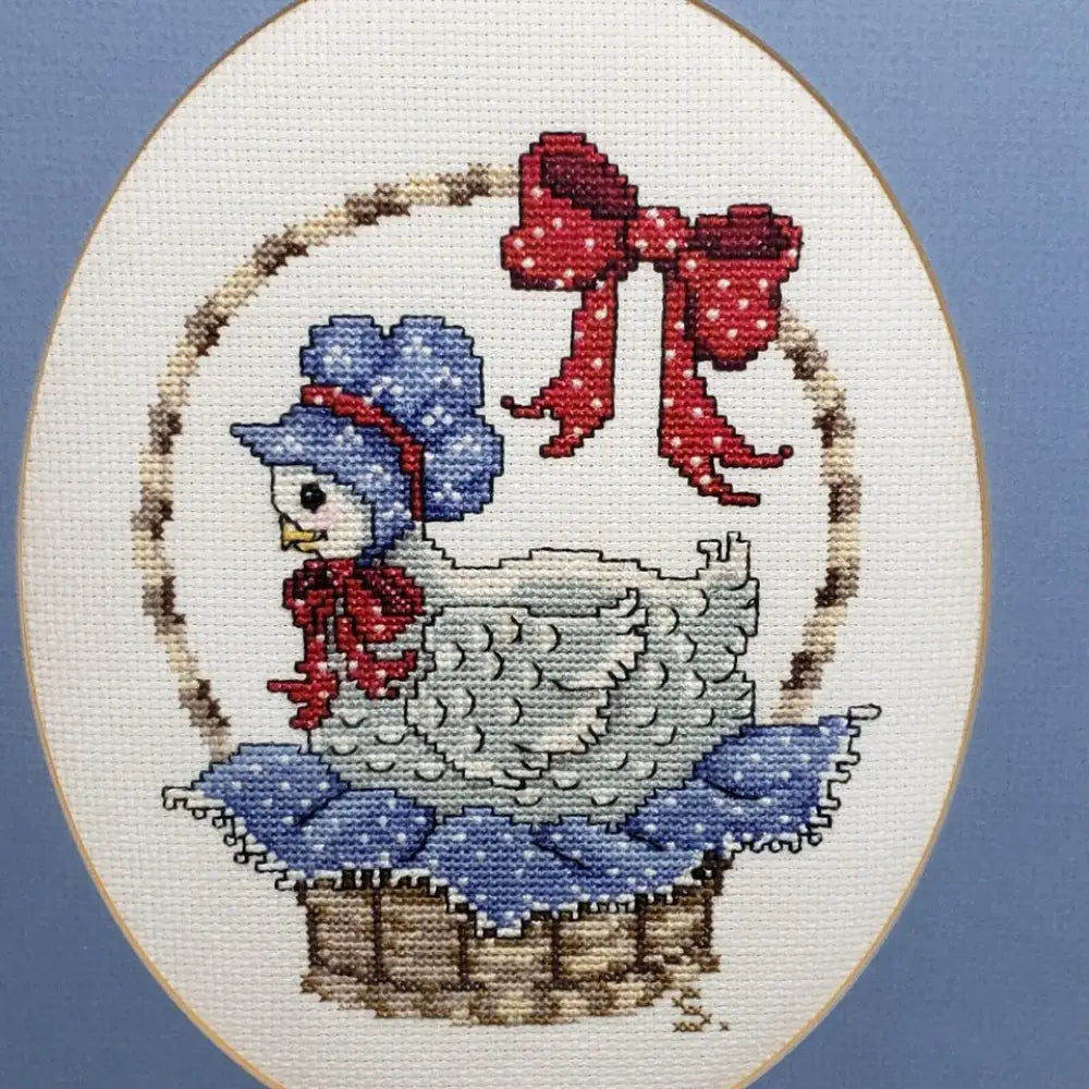 Framed Needlepoint Hen In A Basket Vintage - Decor