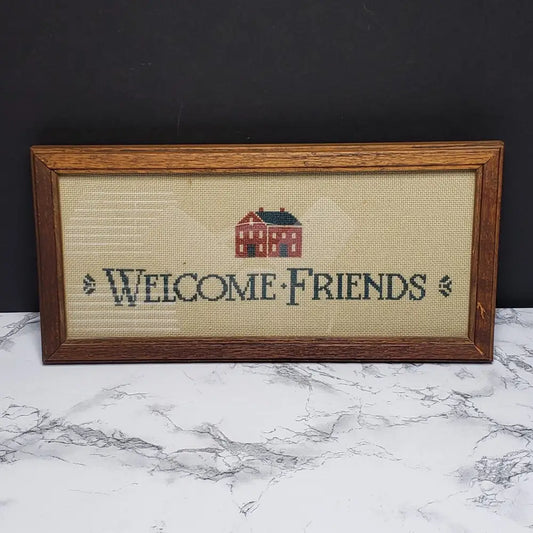 Handmade Framed Needlepoint Vintage Decor