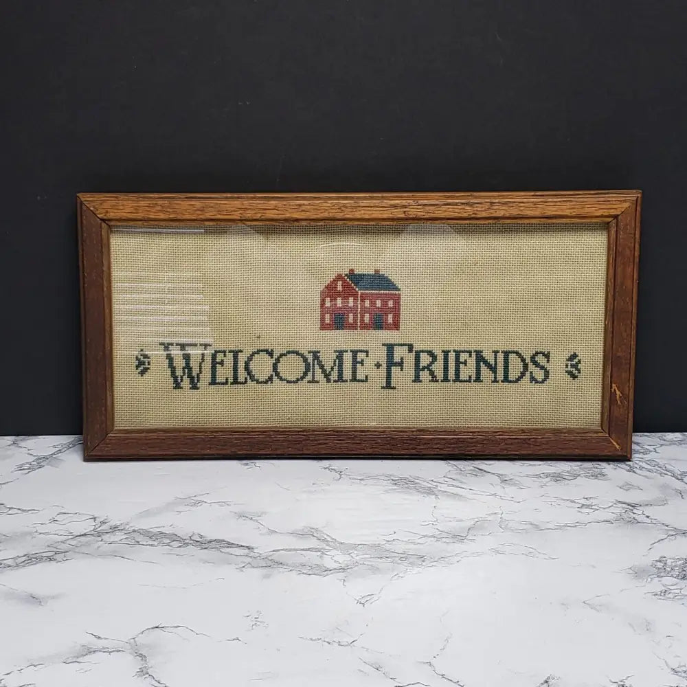 Handmade Framed Needlepoint Vintage Decor