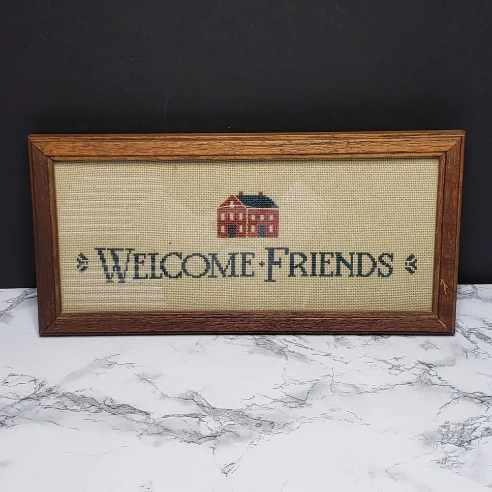 Handmade Framed Needlepoint Vintage Decor