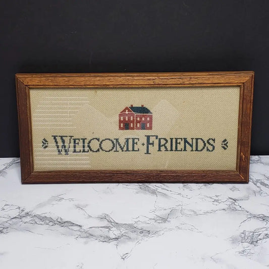 Handmade Framed Needlepoint Vintage Decor