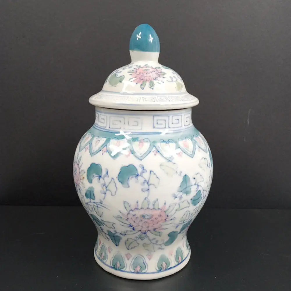 Ginger Jar Asian Hand Painted Porcelain Vintage Decor