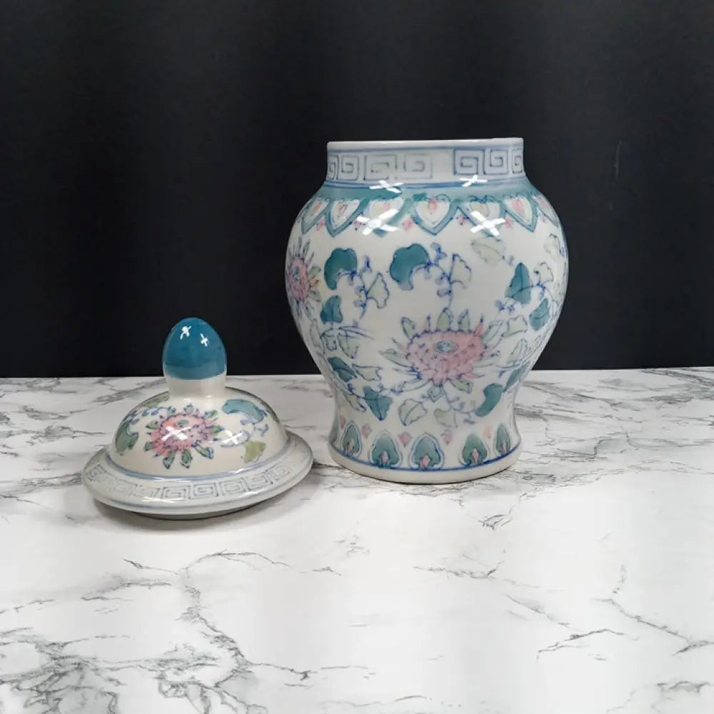 Ginger Jar Asian Hand Painted Porcelain Vintage Decor