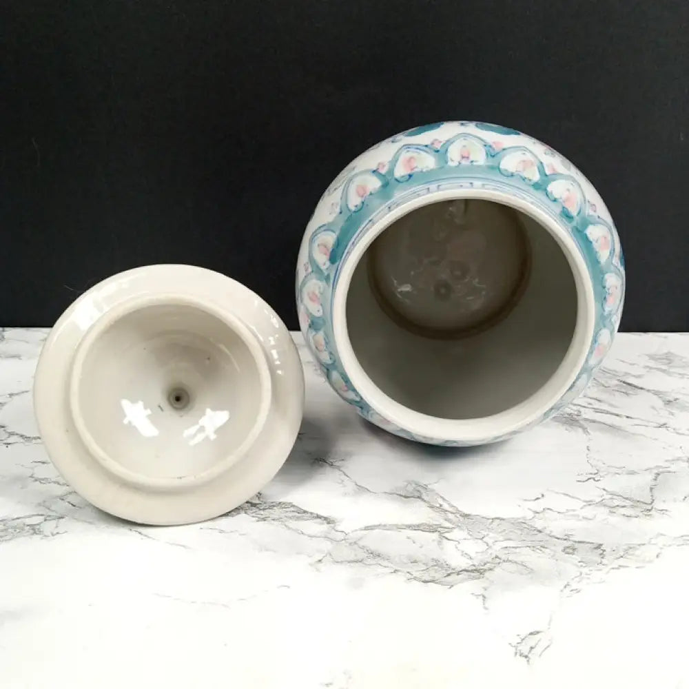 Ginger Jar Asian Hand Painted Porcelain Vintage Decor